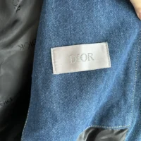 Dior Men Christian Dior Tag Hooded Jacket Blue Cotton Denim (1)