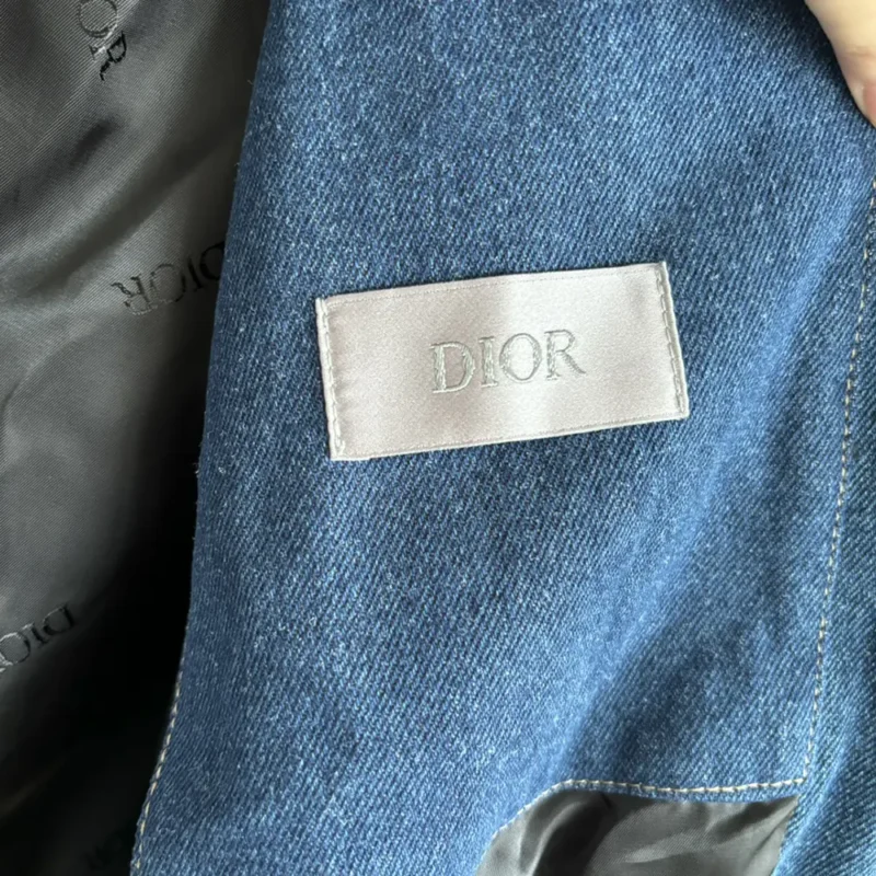 Dior Men Christian Dior Tag Hooded Jacket Blue Cotton Denim