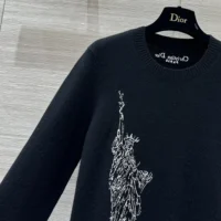 Dior Men Embroidered Sweater Black and White Cashmere and Silk Knit with New York Motif (1)