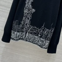 Dior Men Embroidered Sweater Black and White Cashmere and Silk Knit with New York Motif (1)