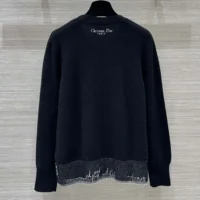 Dior Men Embroidered Sweater Black and White Cashmere and Silk Knit with New York Motif (1)