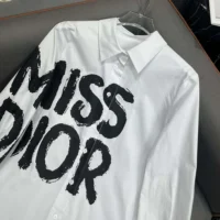 Dior Women Blouse White Cotton and Silk Poplin with Black Miss Dior Graffiti Motif (1)