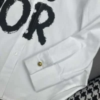 Dior Women Blouse White Cotton and Silk Poplin with Black Miss Dior Graffiti Motif (1)