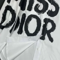 Dior Women Blouse White Cotton and Silk Poplin with Black Miss Dior Graffiti Motif (1)