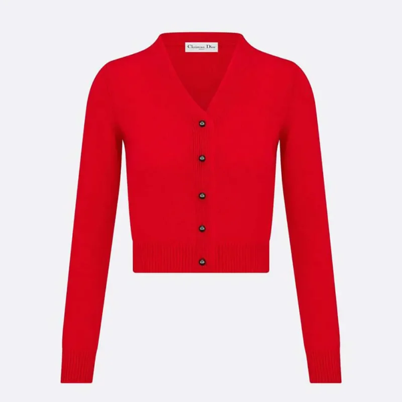 Dior Women Dioramour Twinset Red Cashmere Knit