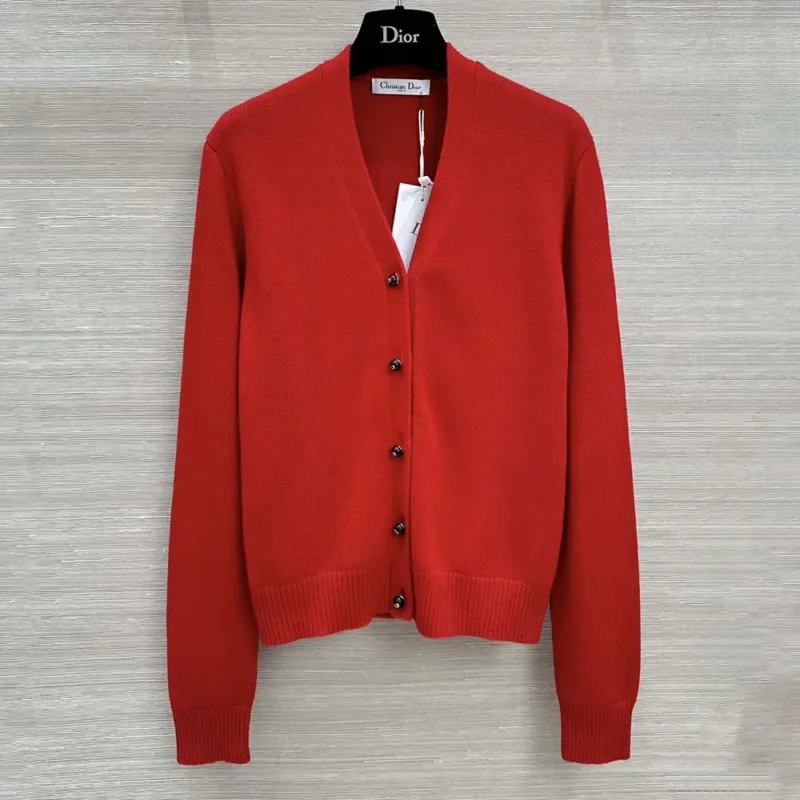 Dior Women Dioramour Twinset Red Cashmere Knit