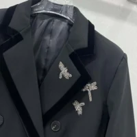 Dior Women Embroidered Marlène Jacket Black Wool and Mohair with Dragonfly Motif (1)