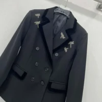 Dior Women Embroidered Marlène Jacket Black Wool and Mohair with Dragonfly Motif (1)