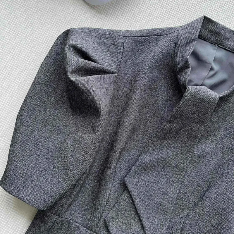 Dior Women Fitted Jacket with Tied Neckline Gray Virgin Wool Tweed