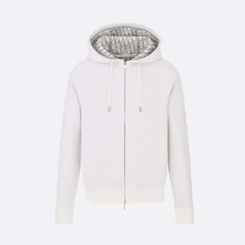 Dior Women Hooded Track Jacket White Cotton Knit and Cashmere