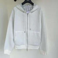 Dior Women Hooded Track Jacket White Cotton Knit and Cashmere (1)