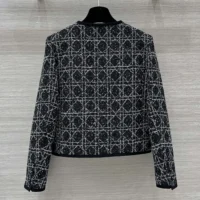 Dior Women Macrocannage Cropped Jacket Black and White Technical Cotton Tweed (1)