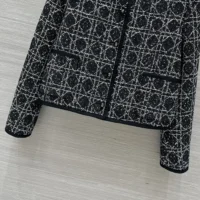 Dior Women Macrocannage Cropped Jacket Black and White Technical Cotton Tweed (1)