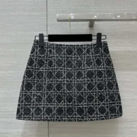 Dior Women Macrocannage Miniskirt Black and White Technical Cotton Tweed (1)