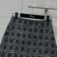 Dior Women Macrocannage Miniskirt Black and White Technical Cotton Tweed (1)