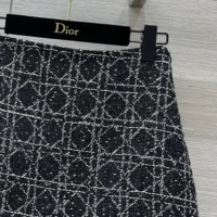 Dior Women Macrocannage Miniskirt Black and White Technical Cotton Tweed (1)