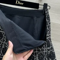 Dior Women Macrocannage Miniskirt Black and White Technical Cotton Tweed (1)