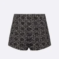 Dior Women Macrocannage Shorts Black and White Cotton Blend Tweed