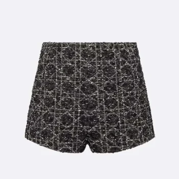 Dior Women Macrocannage Shorts Black and White Cotton Blend Tweed