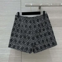 Dior Women Macrocannage Shorts Black and White Cotton Blend Tweed (1)