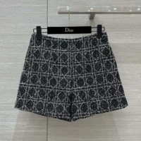 Dior Women Macrocannage Shorts Black and White Cotton Blend Tweed (1)