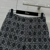 Dior Women Macrocannage Shorts Black and White Cotton Blend Tweed (1)