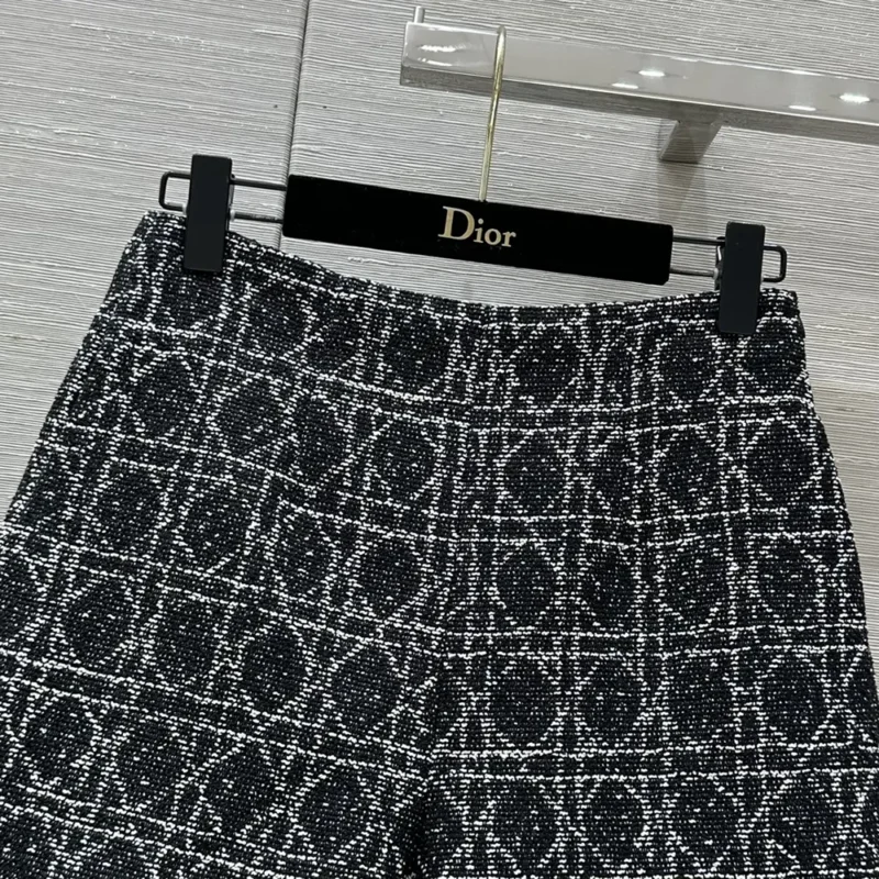 Dior Women Macrocannage Shorts Black and White Cotton Blend Tweed