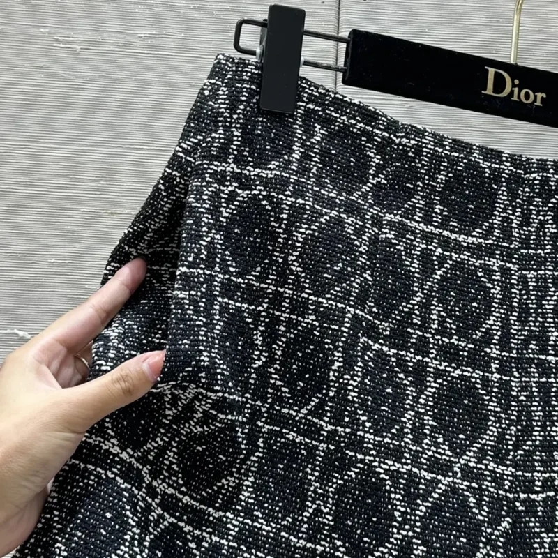 Dior Women Macrocannage Shorts Black and White Cotton Blend Tweed