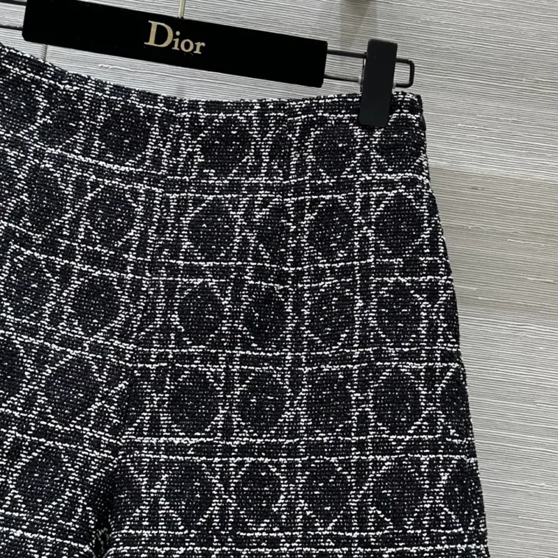 Dior Women Macrocannage Shorts Black and White Cotton Blend Tweed