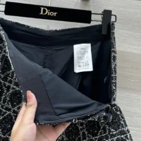 Dior Women Macrocannage Shorts Black and White Cotton Blend Tweed (1)