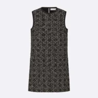 Dior Women Macrocannage Sleeveless Tunic Black and White Cotton Blend Tweed (1)