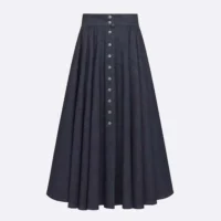 Dior Women Mid-Length Skirt with Snaps Deep Blue Cotton Denim