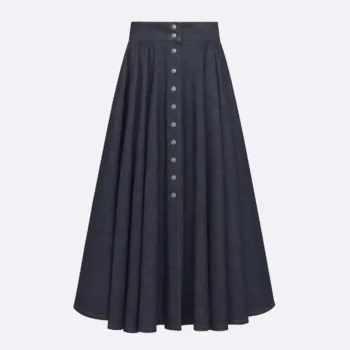 Dior Women Mid-Length Skirt with Snaps Deep Blue Cotton Denim