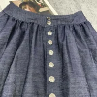 Dior Women Mid-Length Skirt with Snaps Deep Blue Cotton Denim (1)