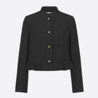 Dior Women Peplum Jacket Black Virgin Wool and Cotton Bouclé Blend (1)