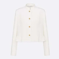 Dior Women Peplum Jacket Ecru Virgin Wool and Cotton Bouclé Blend (1)