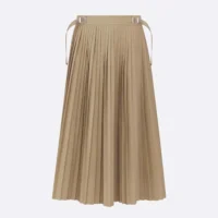 Dior Women PlDior Women Pleated Mid-Length Skirt Beige Cotton Gabardineeated Mid-Length Skirt Beige Cotton Gabardine (1)