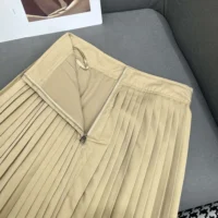 Dior Women PlDior Women Pleated Mid-Length Skirt Beige Cotton Gabardineeated Mid-Length Skirt Beige Cotton Gabardine (1)