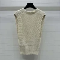 Dior Women Sweater Vest Ecru Cotton and Wool Blend Knit (1)