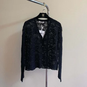 Dior Women Twinset Black Mohair and Wool Blend Lace