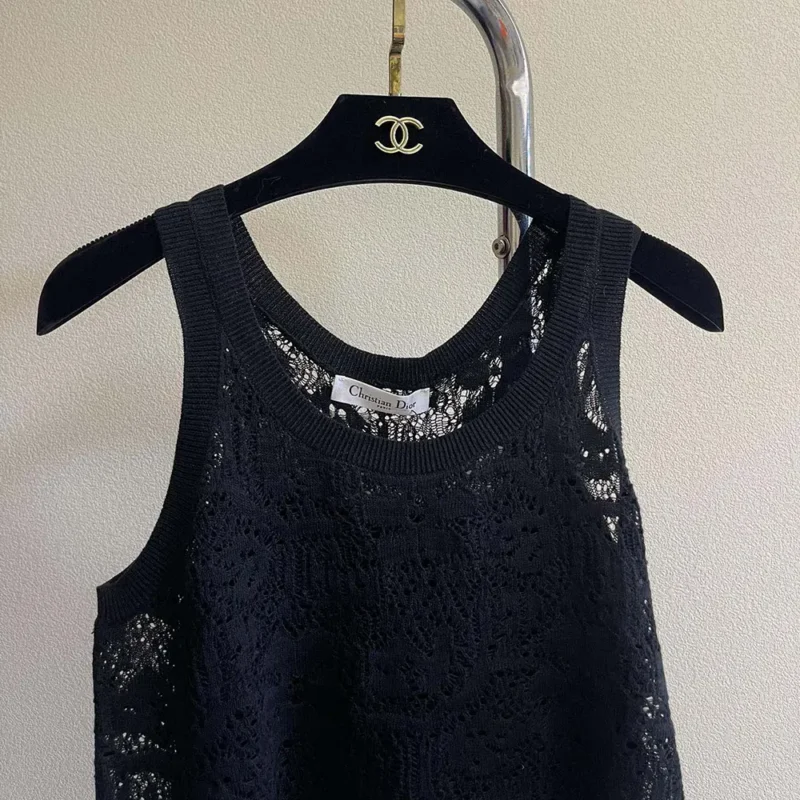 Dior Women Twinset Black Mohair and Wool Blend Lace