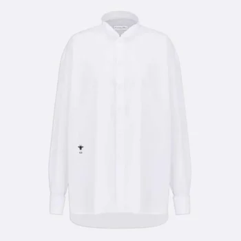 Dior Women Wing-Collar Shirt White Cotton Poplin