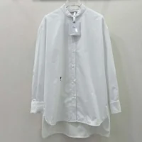 Dior Women Wing-Collar Shirt White Cotton Poplin (1)