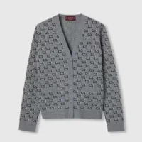 Gucci Men Wool Jacquard Cardigan with GG Shadow 798137XKD8R1136 (1)