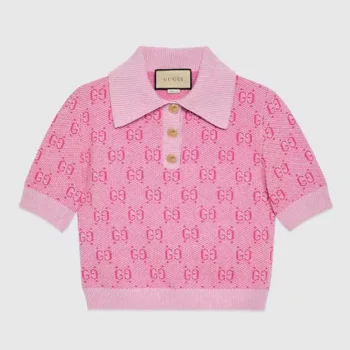 Gucci Women GG Wool Jacquard Polo-Pink 773631XKDK55152