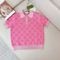 Gucci Women GG Wool Jacquard Polo-Pink 773631XKDK55152 (1)