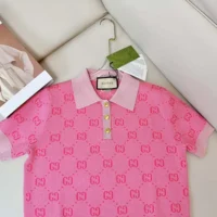 Gucci Women GG Wool Jacquard Polo-Pink 773631XKDK55152 (1)