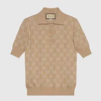 Gucci Women Lame GG Jacquard Knit Polo 678435XKB542132