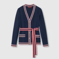 Gucci Women Self Tie Cardigan with Striped Trim 691714XKD264915 (1)