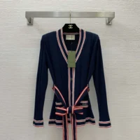 Gucci Women Self Tie Cardigan with Striped Trim 691714XKD264915 (1)